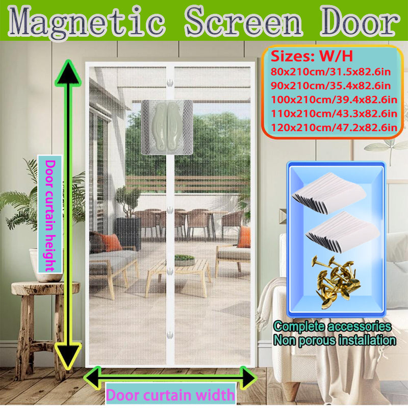 Magnetic Mosquito-proof Door Curtain, Summer Upgraded Screen Window, No Need to Drill, Mesh Curtain - Keeps Insects Out While Allowing Ventilation, Classic Style, Suitable for Bedrooms, Living Rooms