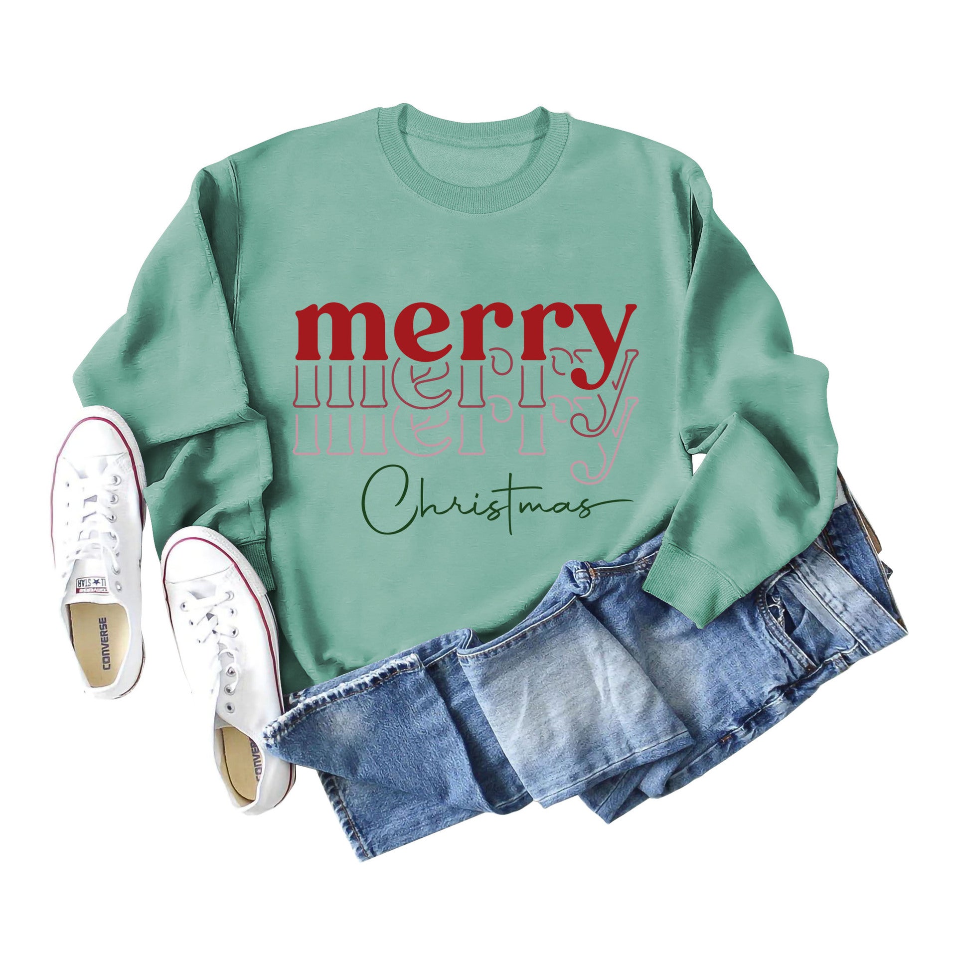 Women's Festive Letter Print Christmas Long Sleeve Sweater