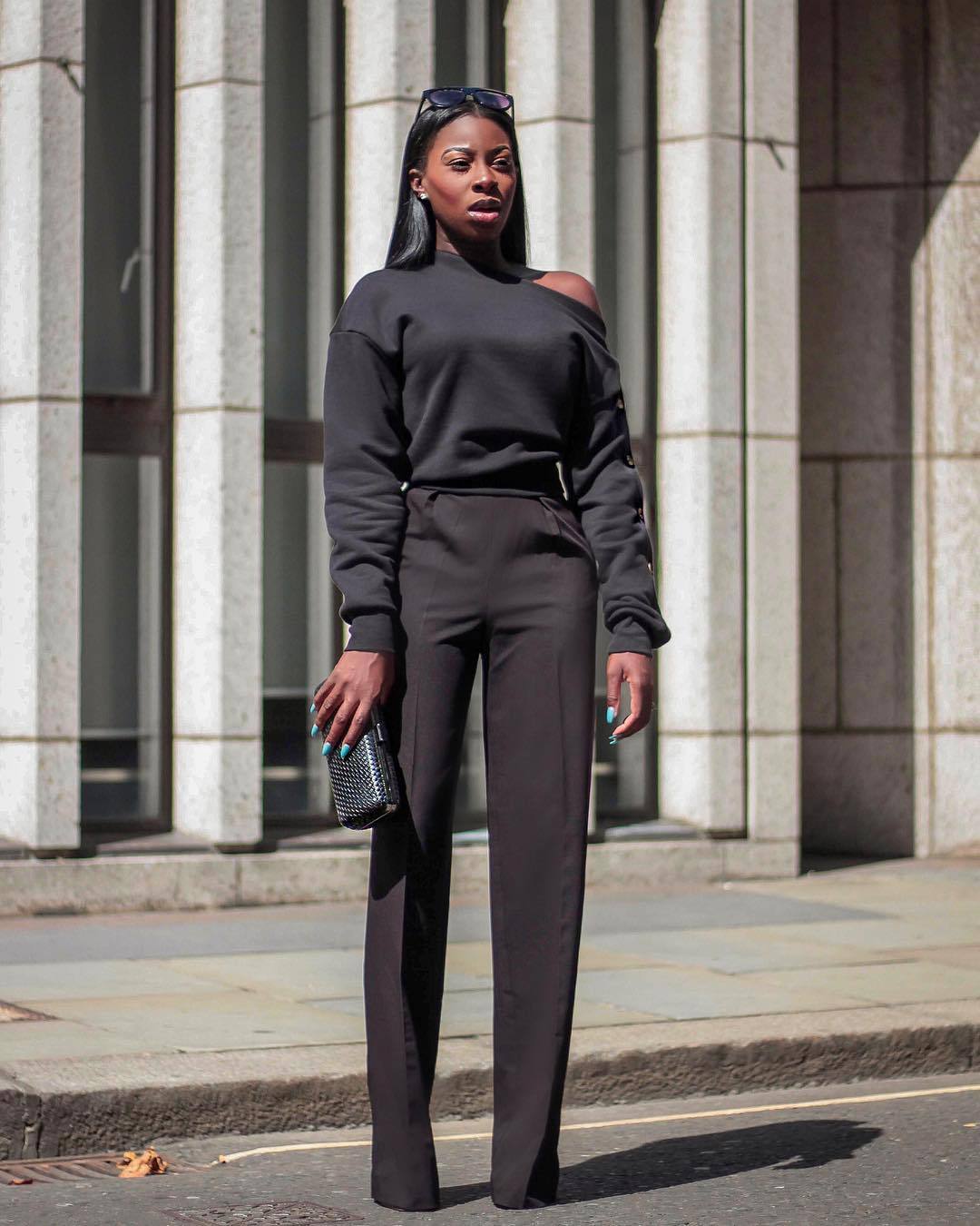 Chic Off-Shoulder Buckle Sleeve Sweater for Women