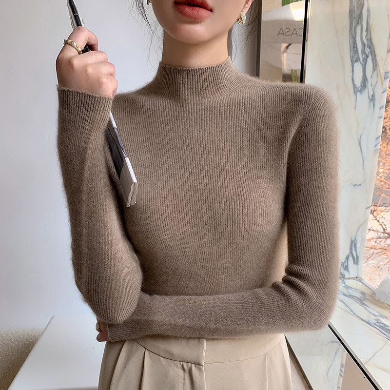 New Slim-fit Turtleneck Solid Color Pullover Knit Sweater