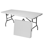 4ft/6ft Plastic Folding Table, Portable Dining Table Indoor Outdoor with Carrying Handle, Locks, Picnic Table -White