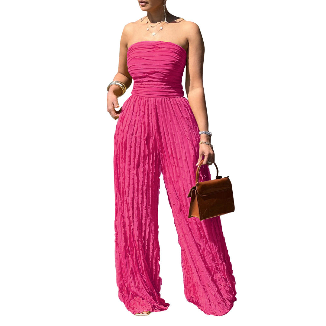 Chic Strapless Wide-Leg Casual Jumpsuit