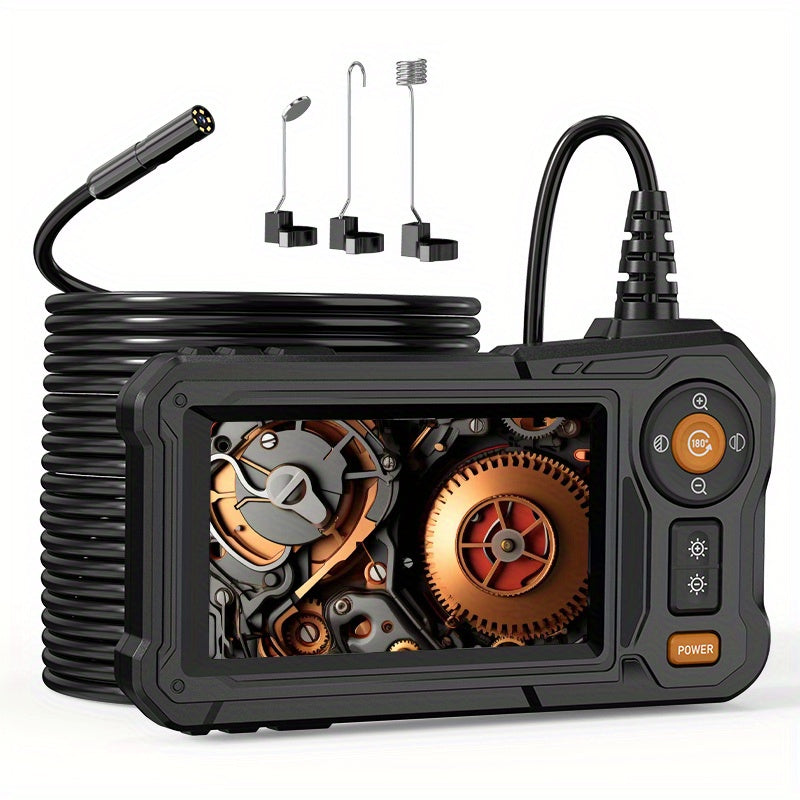 Endoscope With Semi-Rigid Snake Camera For Phone/ Borescope Camera With 4.3" IPS Screen, Local Warehouse Endoscope Camera With Light, 1080P HD With 8 LED Lights, 16.4FT Semi-Rigid Cord, IP67 Waterp...