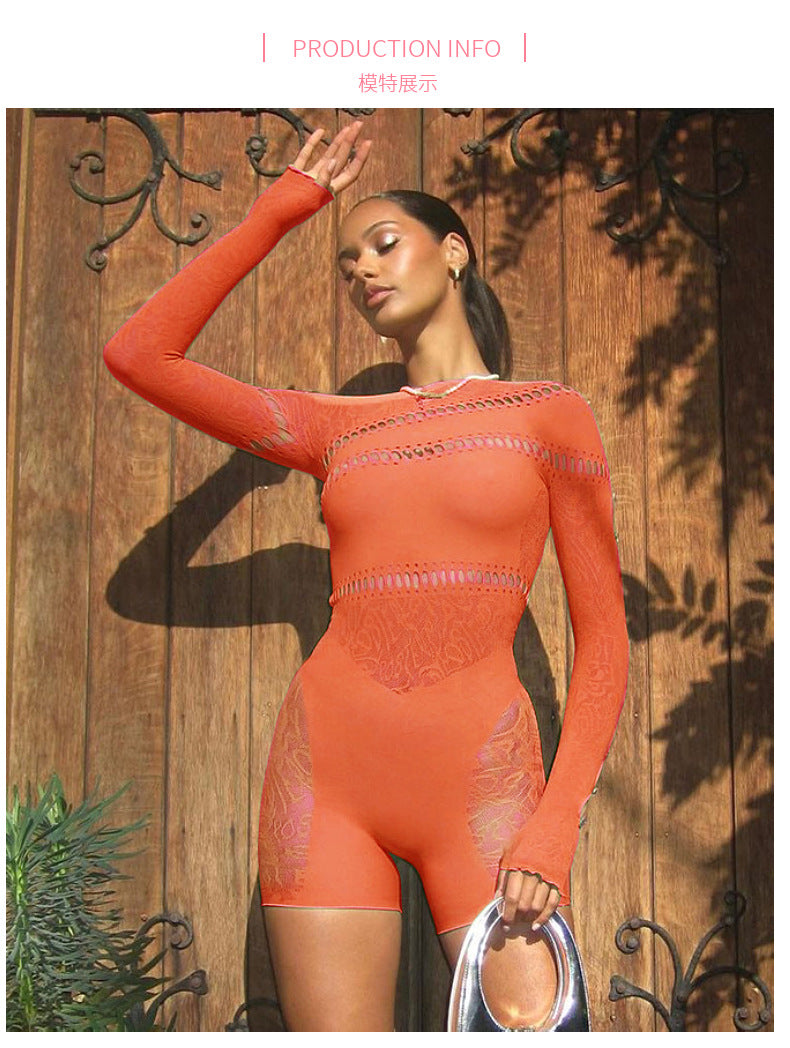Seductive One-Shoulder Long Sleeve Nightdress