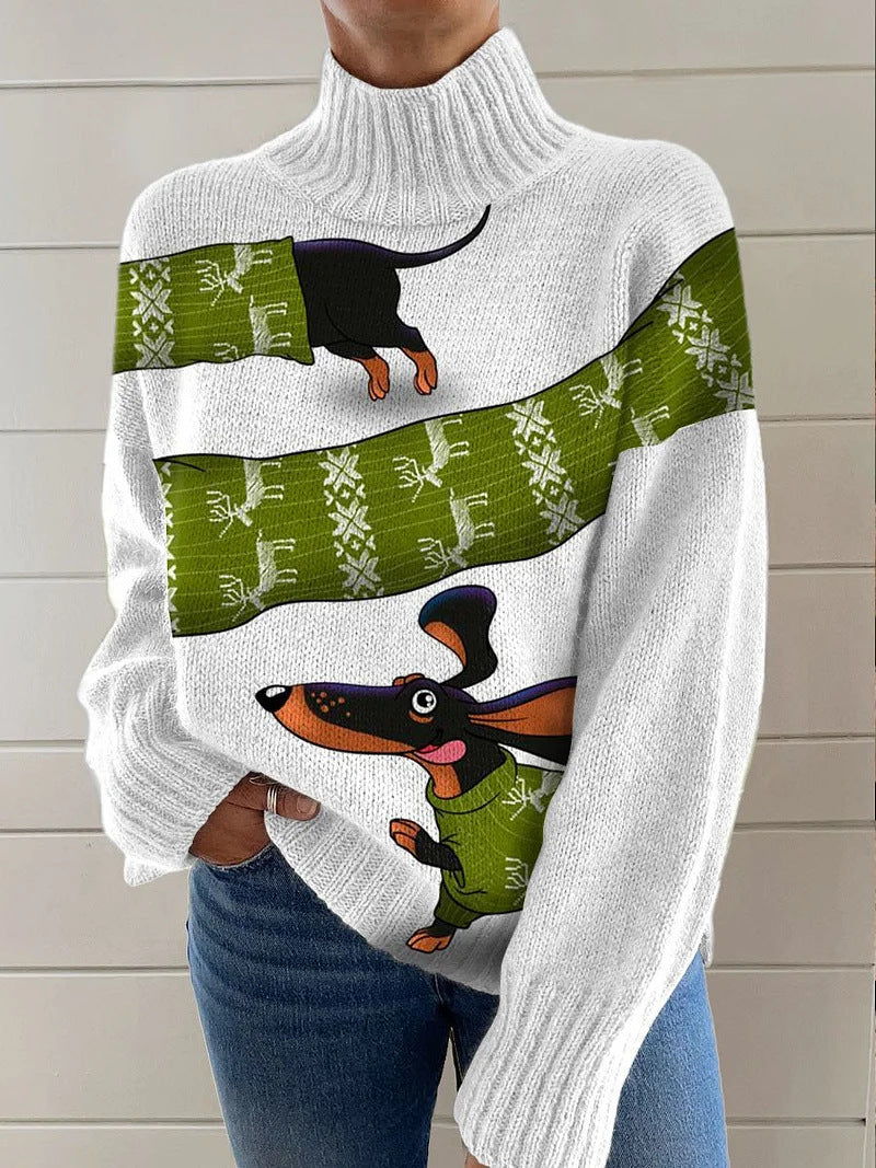 Women's Christmas Printed Turtleneck Sweater