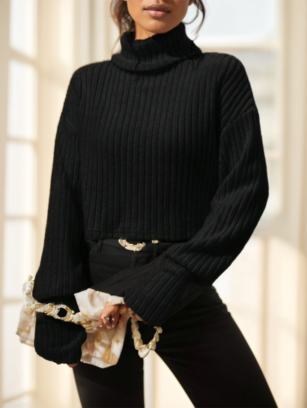 Essnce Turtleneck Drop Shoulder Tee