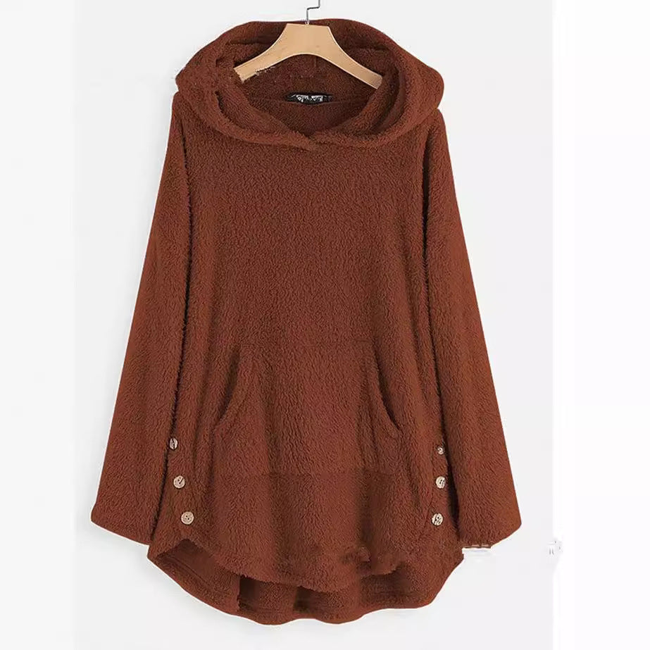 Women's Double-Sided Fleece Hooded Pullover Sweater