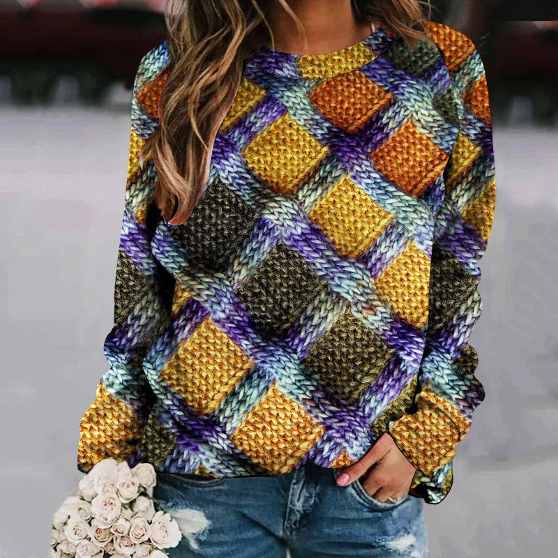 Chic Patchwork Raglan Long Sleeve Women's Sweater