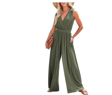 Elegant V-Neck Sleeveless Formal & Casual Women's Jumpsuit