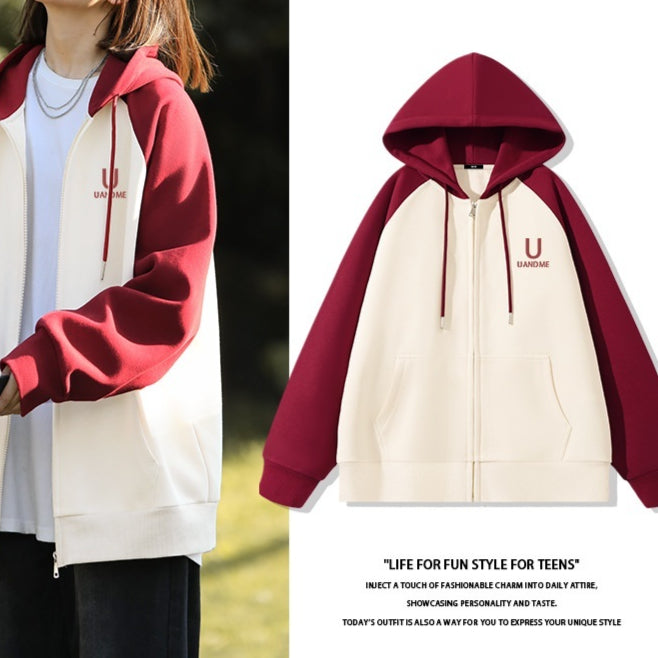 Cozy Fleece-Lined Colorblock Casual Women's Cardigan