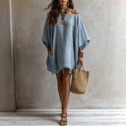 Off-the-Shoulder Loose-Fitting Batwing Dress for Women