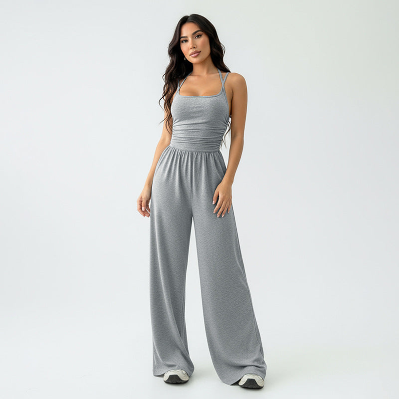 Strap Waist-Cinching Wide-Leg Jumpsuit For Women