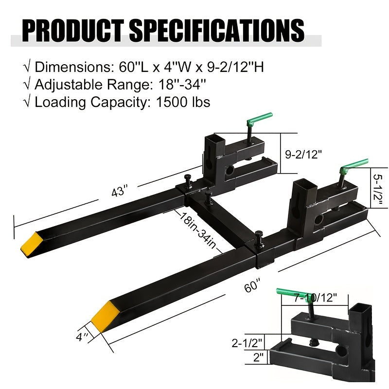 Heavy Duty Clamp‑On Debris Forks for Loader Bucket – 1500/4000 lb Capacity, Fits Skid‑Steer and Tractor