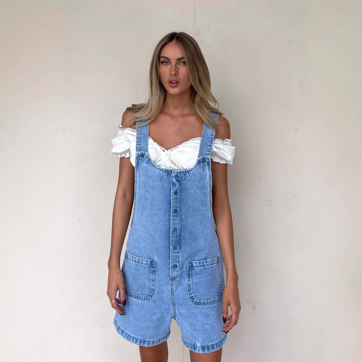 Women's Suspender Trousers Slim Straight One-piece