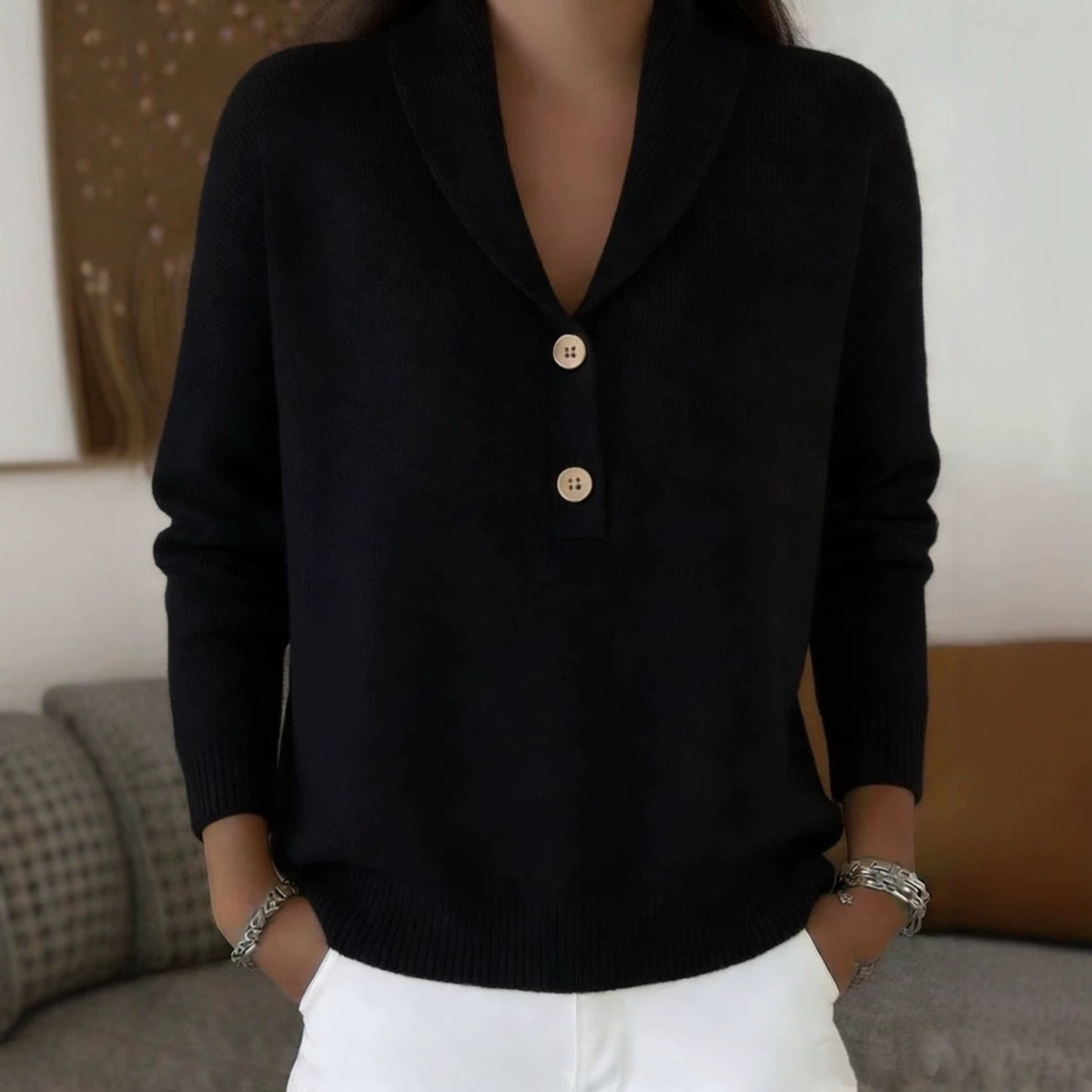 New Fallwinter Solid-color Polo-neck Casual Chic Womens Wear
