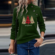 Round Neck Button Loose Long Sleeve Sweatershirt Women
