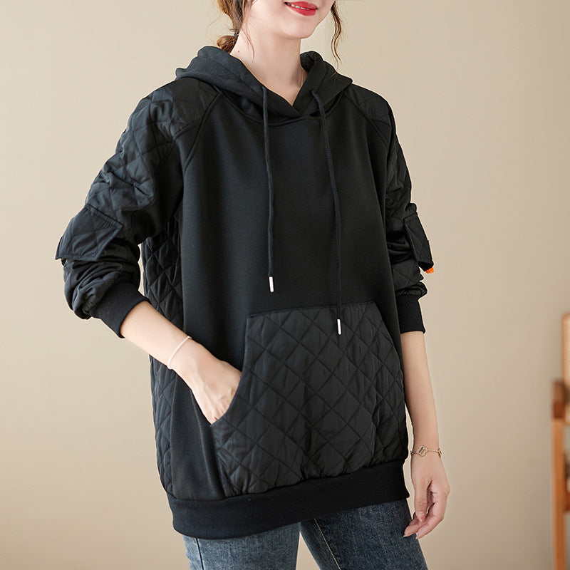 Cozy Quilted Hooded Pullover Winter Sweater