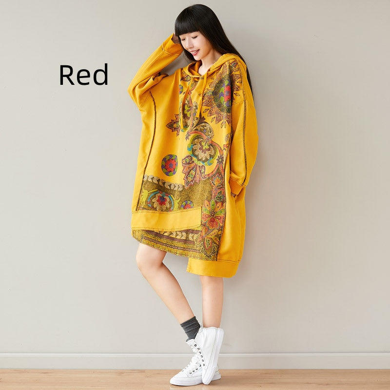 Women's Retro Hooded Batwing Sweater Dress