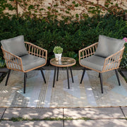 [Outdoor Seat Cushions] 21x21 Inch Outdoor Deep Seat Cushions Set- Water Resistant with Adjustable Straps & Handles for Patio, Deck, or Garden, Gray, Set of 2