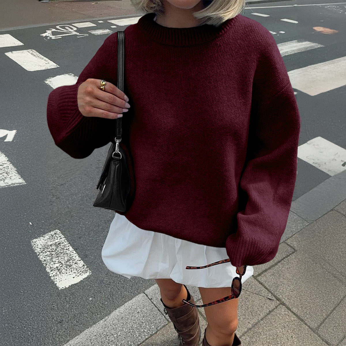 Casual Vacation Knitted Long-sleeve T-shirt Sweater
