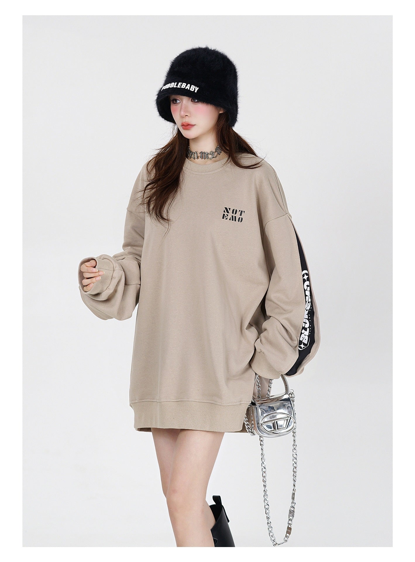 Contrast Letter Print Crew Neck Sweatshirt