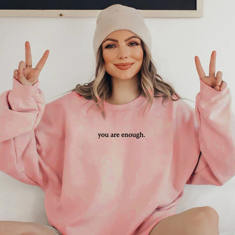 Women's Cozy Fleece-Lined Slogan Crewneck Sweatshirt