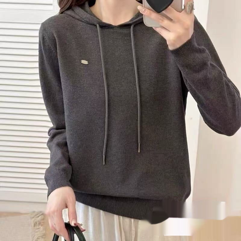 Women's Casual and Versatile Pullover Wool Hoodie Jacket