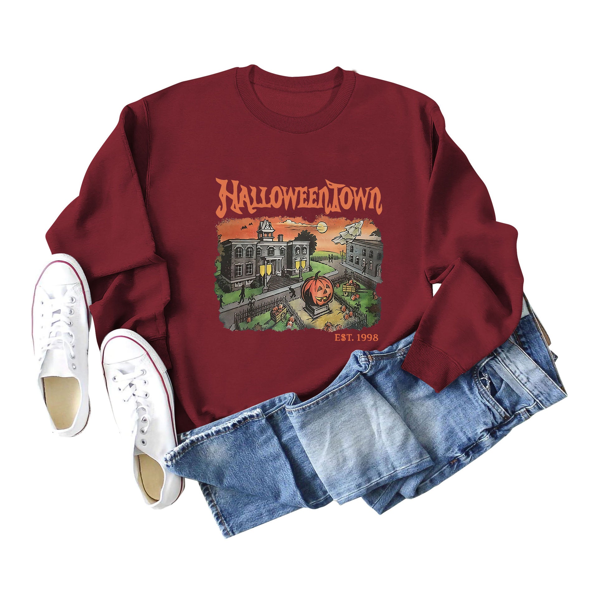 Cozy Halloweentown Printed Oversized Sweater