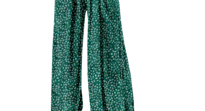 Chic Printed Wide-Leg Overalls with Pleated Pockets