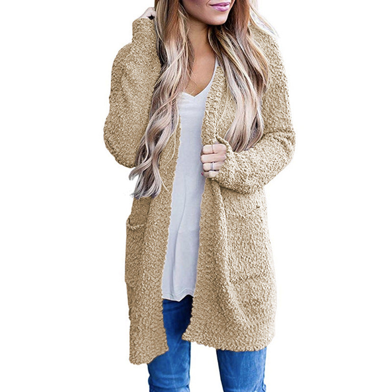 Cozy Fleece Double-Pocket Knit Cardigan Sweater