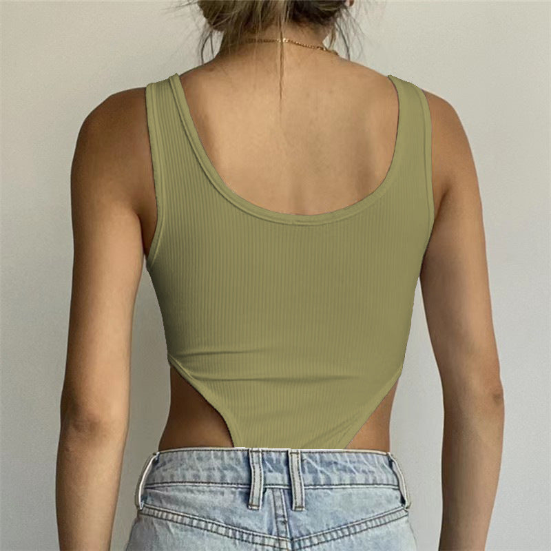 Women's Ribbed Knit Slim-Fit Casual Jumpsuit