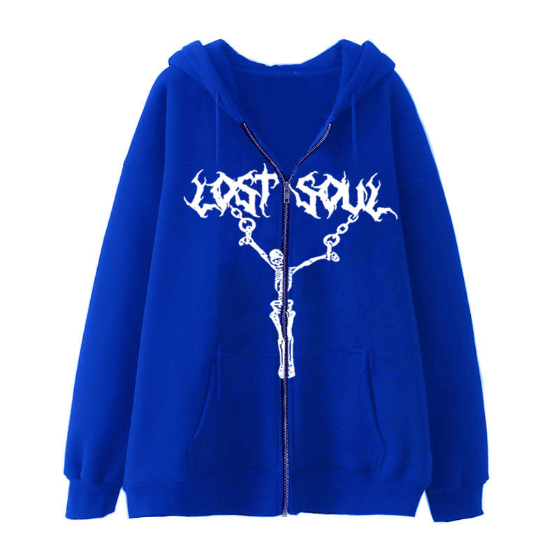 Women's Skeleton Zip-Up Streetwear Hoodie