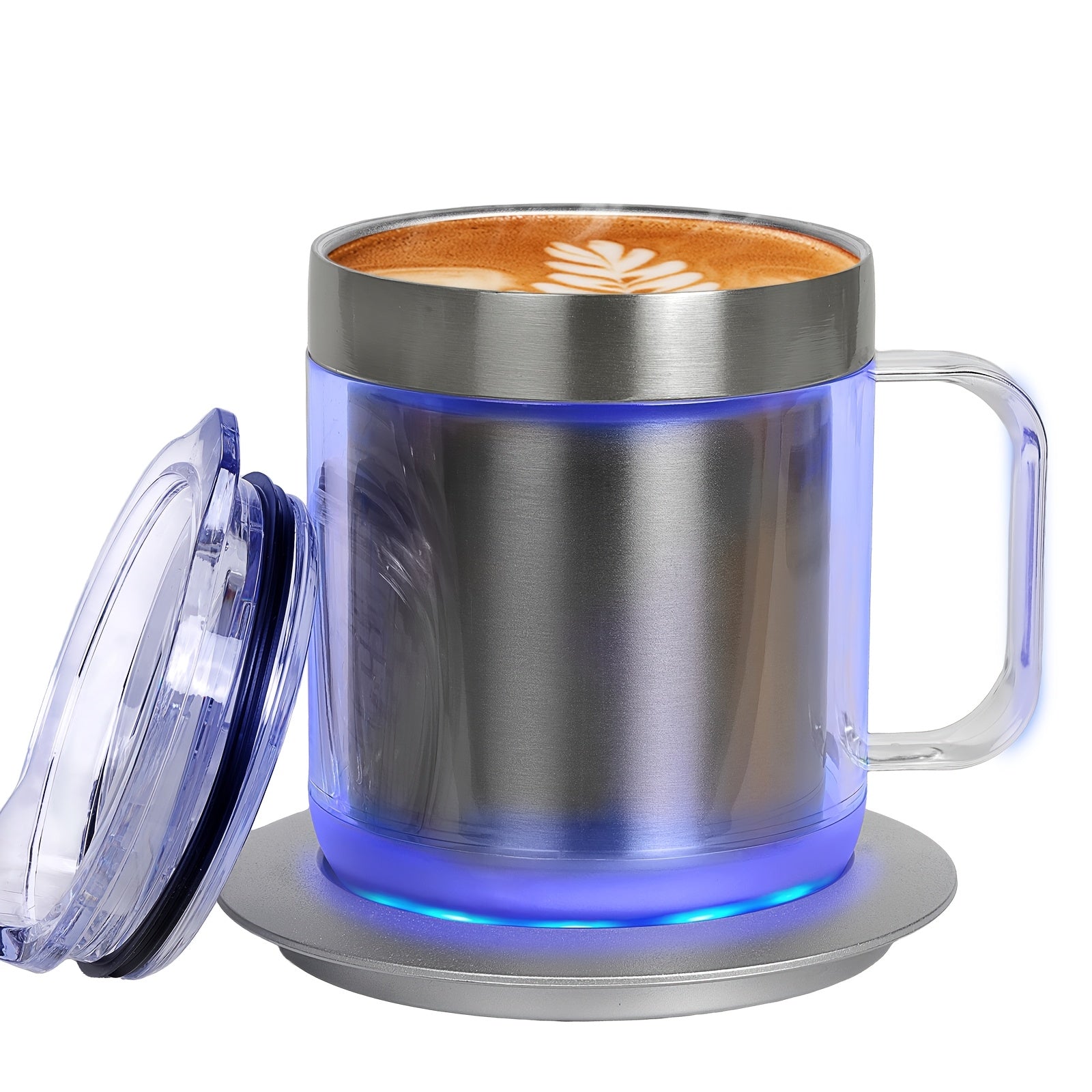 Heated 12 oz Stainless Steel Coffee Mug – USB Powered, 55 °C (131 °F) Temperature Control, Battery‑Free