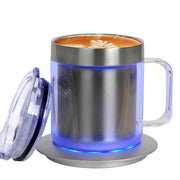 Heated 12 oz Stainless Steel Coffee Mug – USB Powered, 55 °C (131 °F) Temperature Control, Battery‑Free