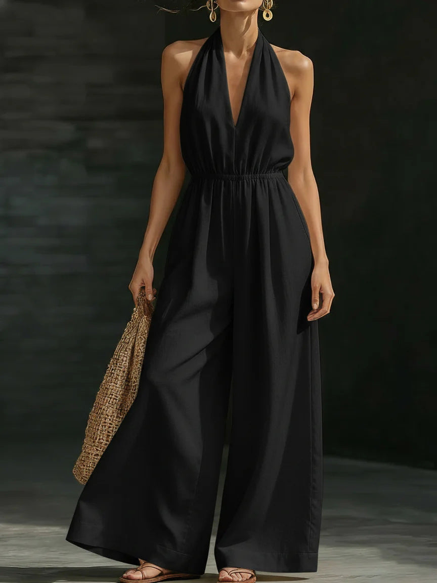 V-neck Halter Neck Jumpsuit For Women