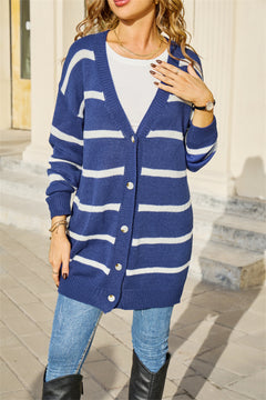 Minimalist Versatile Striped Jacket with Buttons