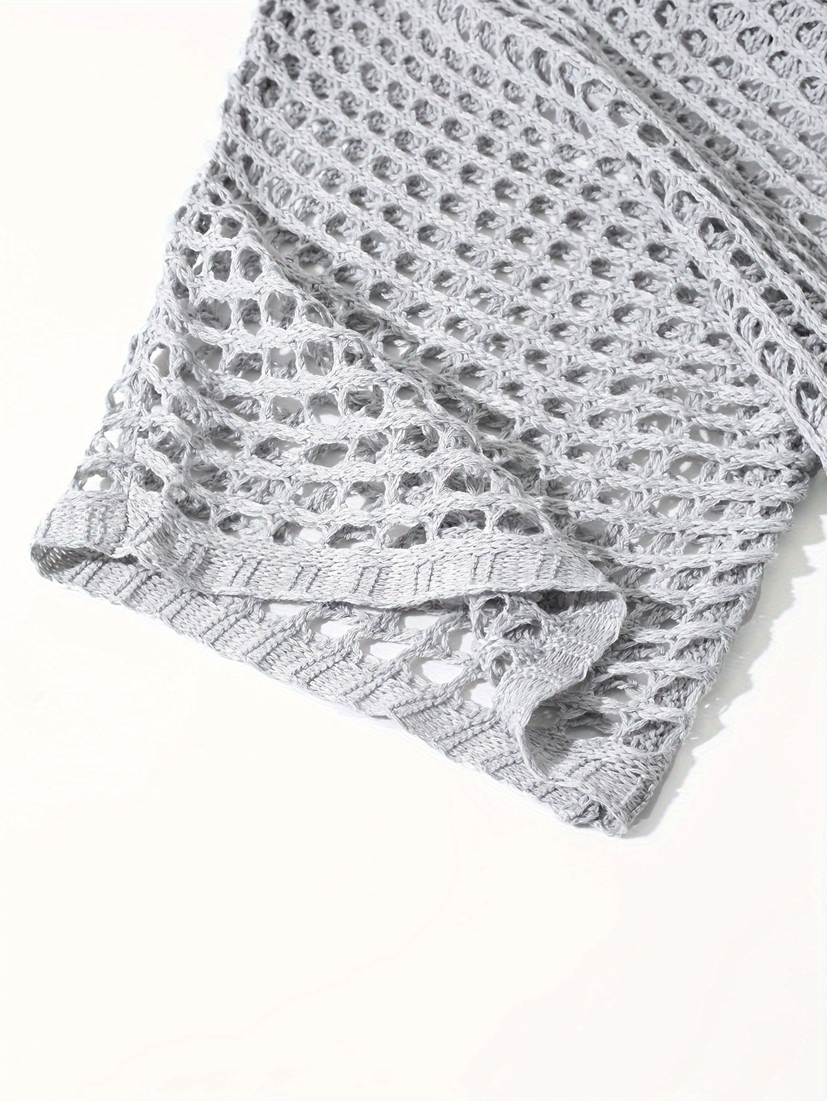 V Neck Hollow Out Knit Tunic Top Batwing Half Sleeve Loose Mesh Cover Up
