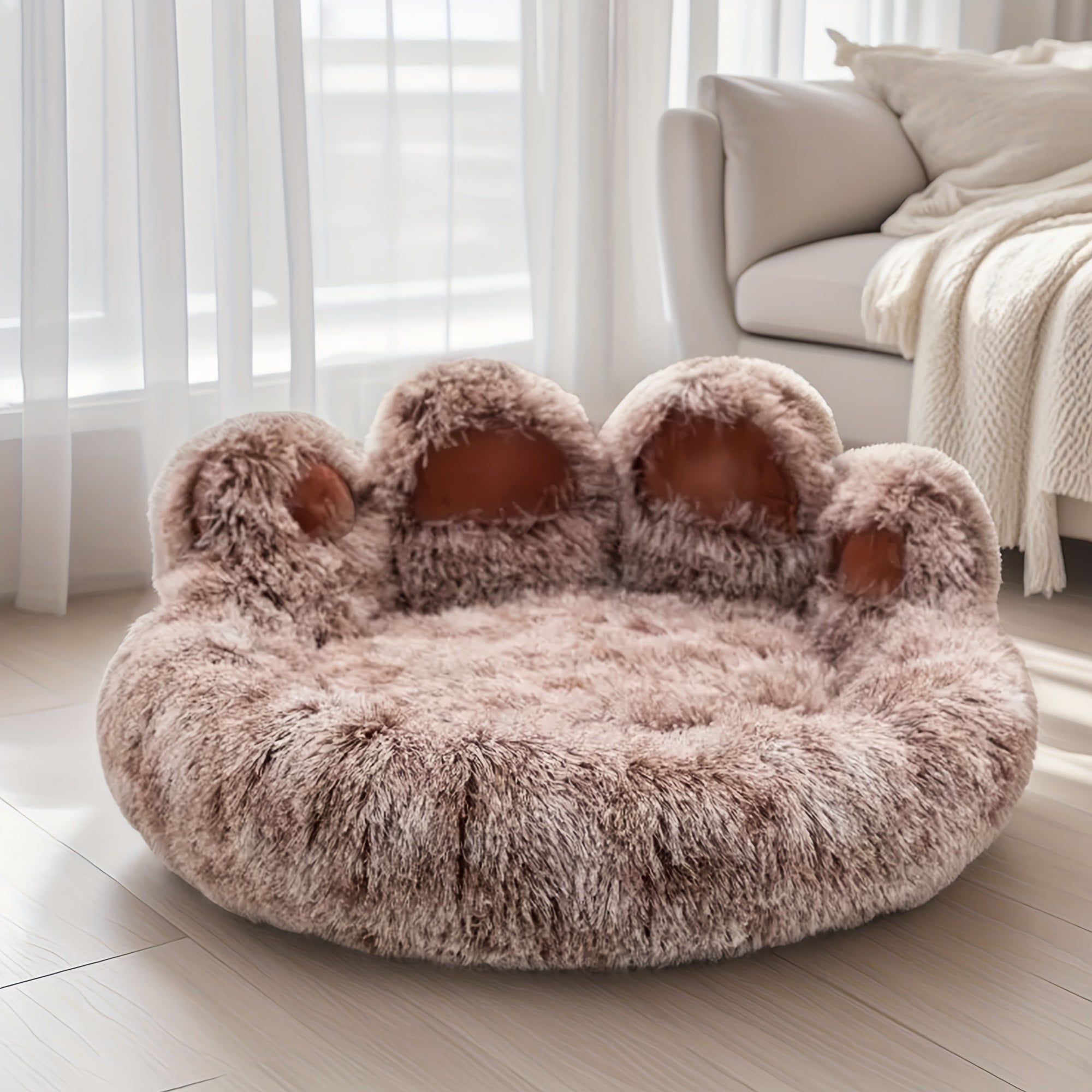 Plush Round Cat Bed With Removable Cushion - Dog Beds For Large Dogs Soft Faux Fur Donut Dog House For Indoor Kittens & Adult Cats, Dog, Pet, Warm & Cozy Pet Nest With Non-Slip Bottom Christmas Gifts