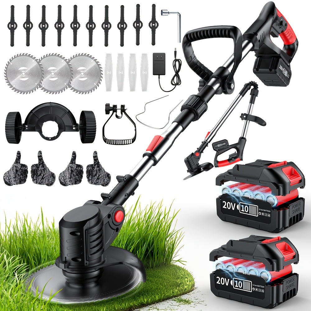 Portable Cordless 3‑in‑1 Electric Lawn Mower, Trimmer & Edger with Adjustable Height, Rotating Head, 3 Blades and Dual Lithium Batteries