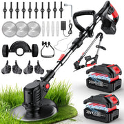 Portable Cordless 3‑in‑1 Electric Lawn Mower, Trimmer & Edger with Adjustable Height, Rotating Head, 3 Blades and Dual Lithium Batteries