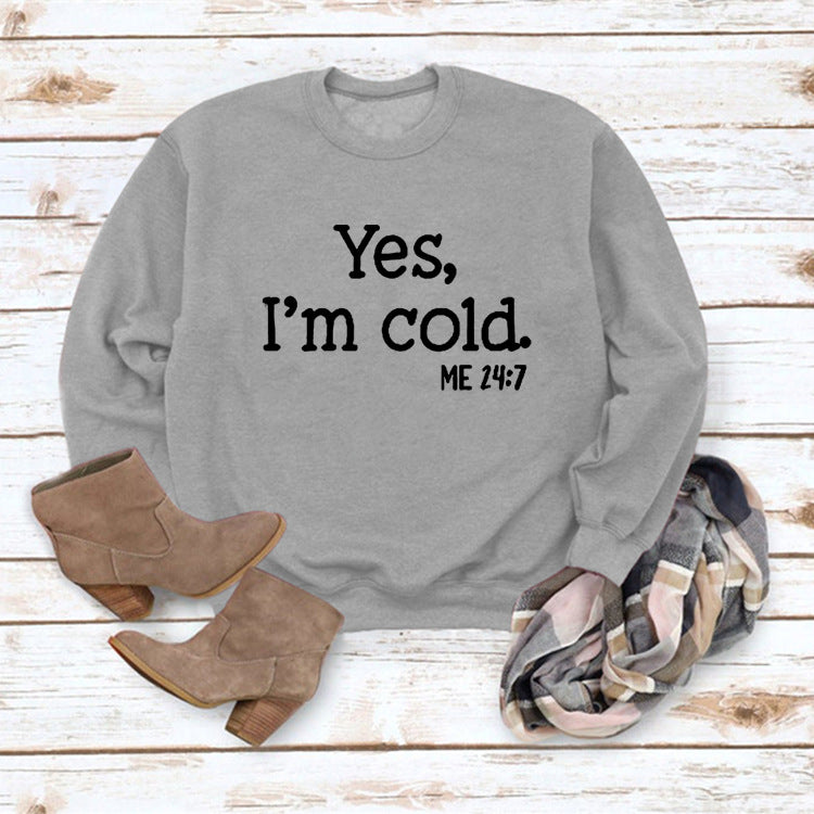 Letter Print Round Neck Long Sleeve Pullover Sweatshirt