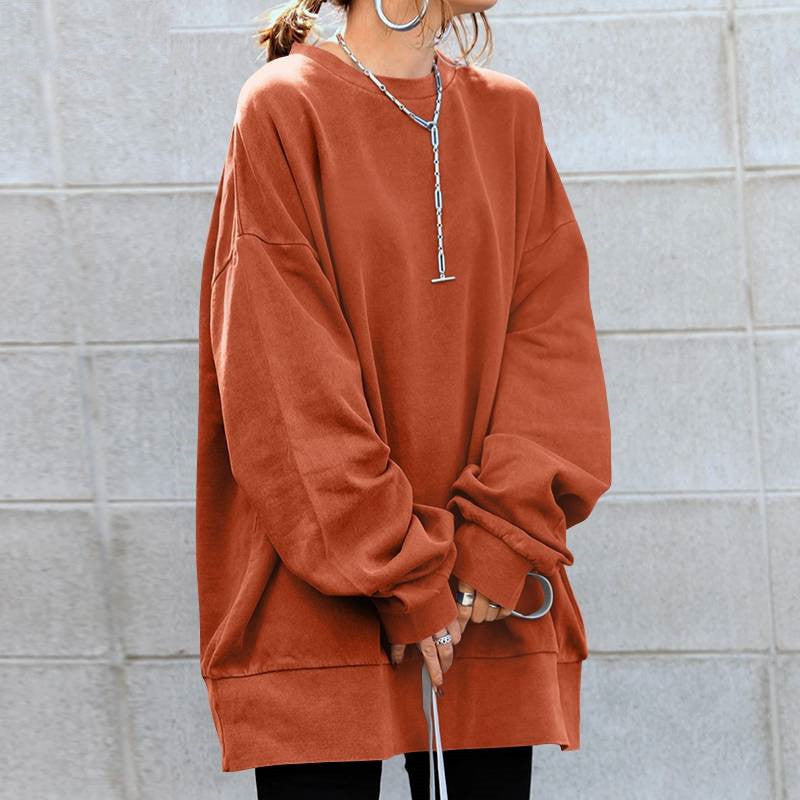 Women's Cozy Round Neck Loose Pullover Sweater