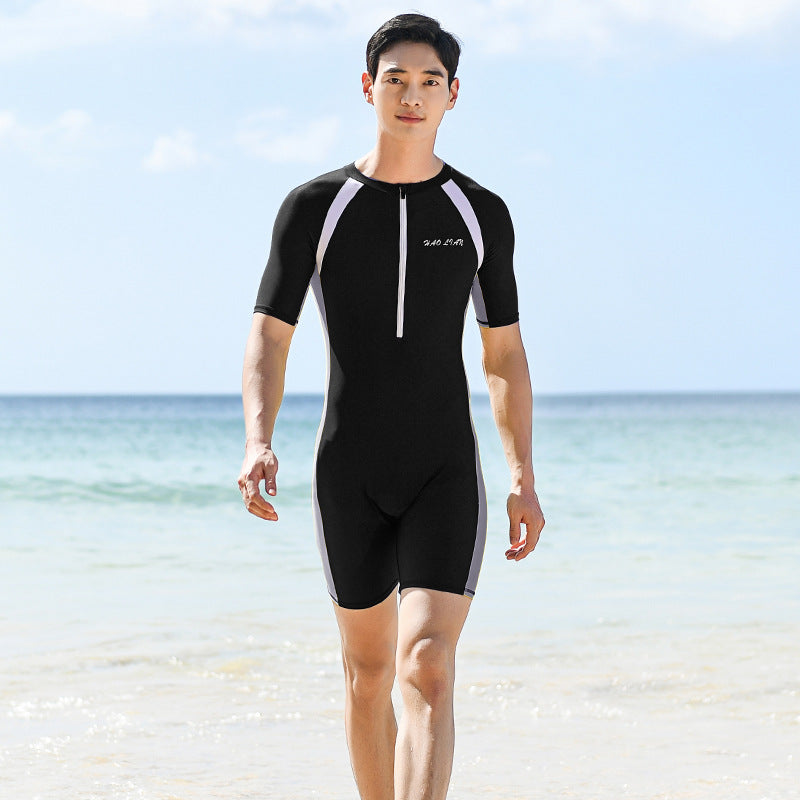 Pro Training Short-Sleeve Sun Protection One-Piece Swimsuit