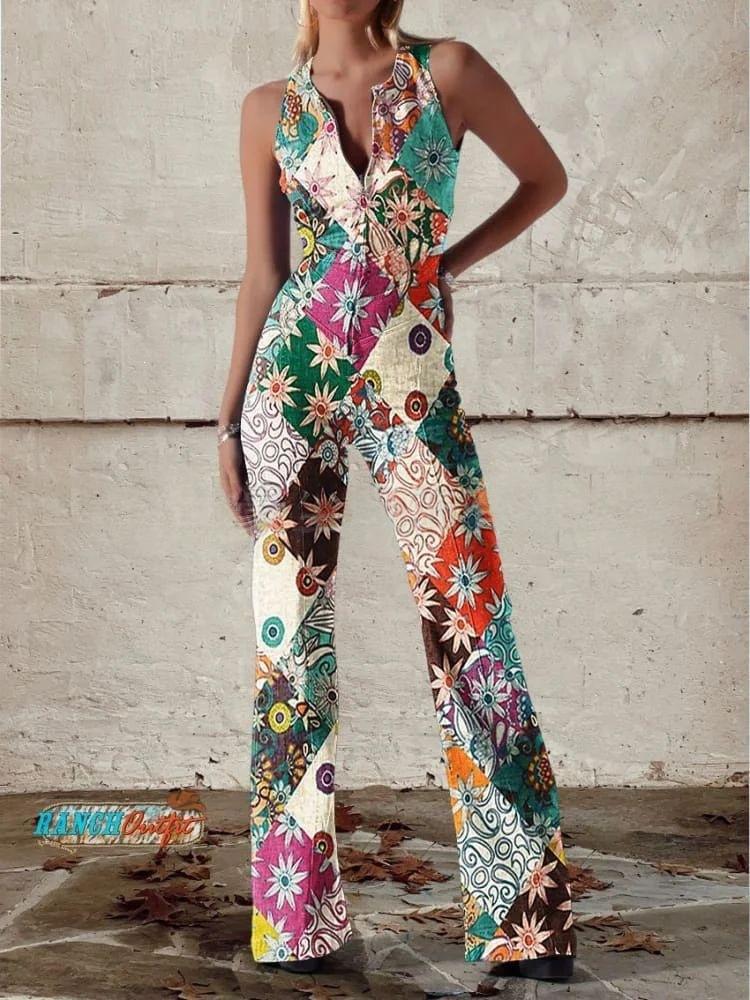 Chic Printed Off-Shoulder Sleeveless Jumpsuit