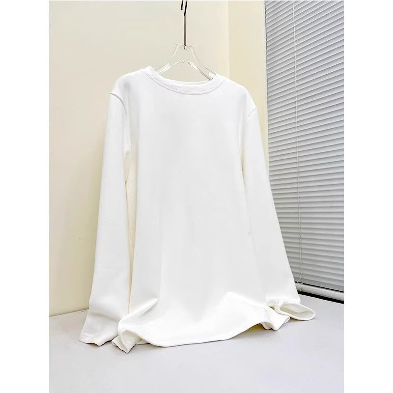Women's Plus Velvet Loose Mid-Length Thermal T-Shirt