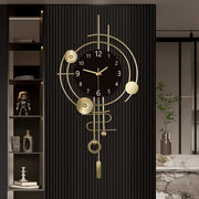 1 Swinging Wall Clock Metal Silent with Pendulum | No Punching Silent Sweeping Second Living Room Clock | Nordic Retro Decorative Wall Clock | Foyer Corridor Background Wall Decoration | Bedroom Study Dining Room Creative Ornament