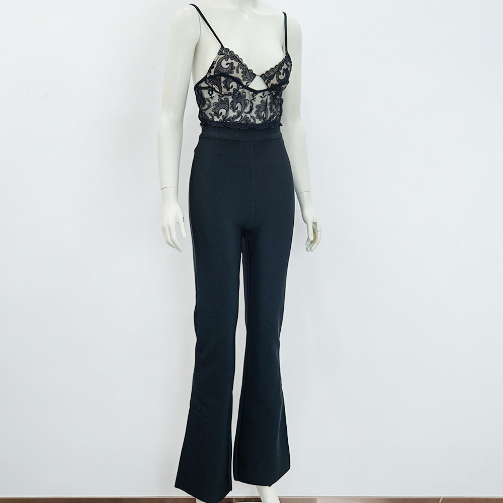 Lace Stretch Slim Fit Skinny Jumpsuit
