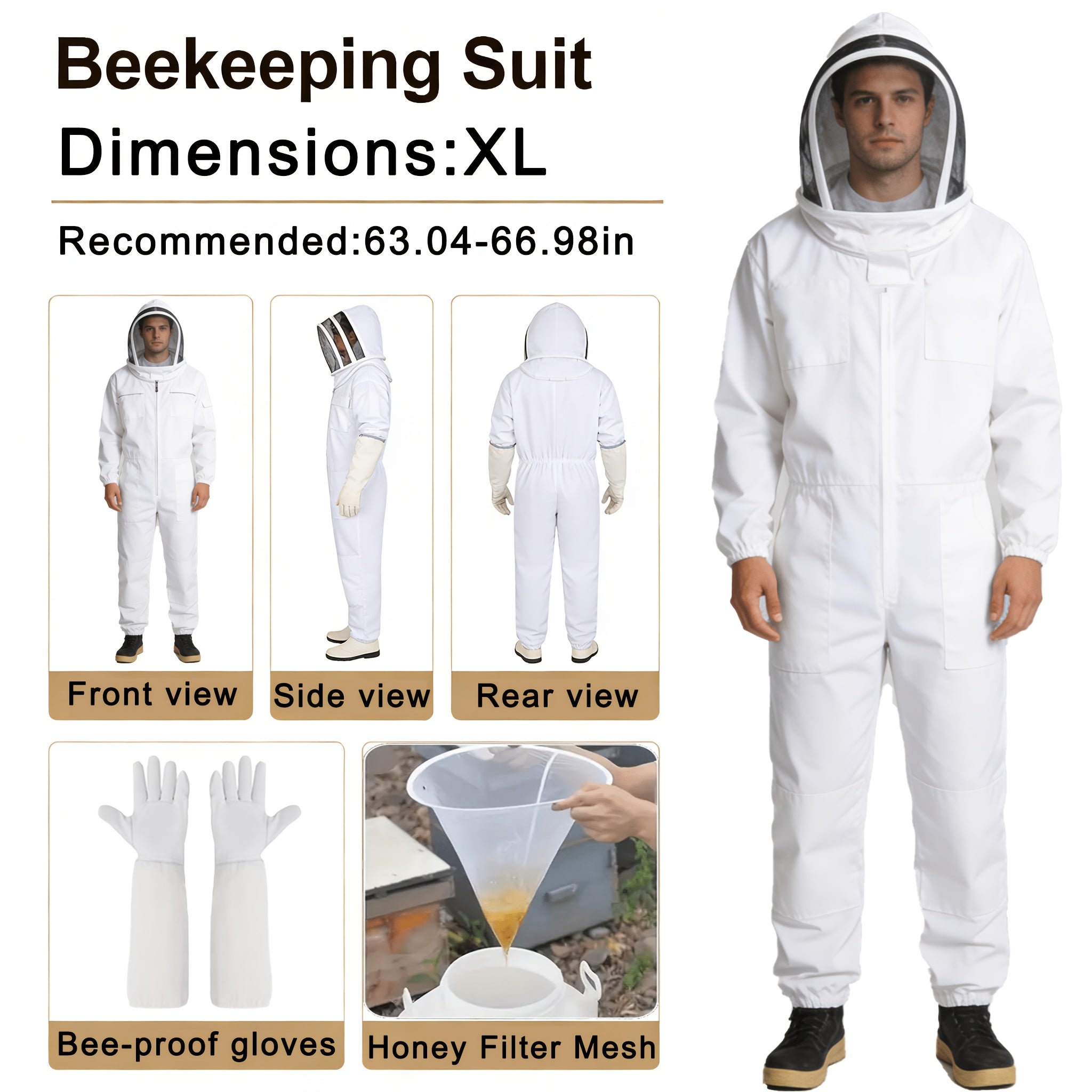 Professional Beekeeping Suit with Full-Body Protection and Face Shield