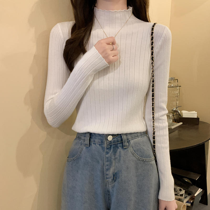 Slim-Fit Mock Neck Long-Sleeve Layering Sweater