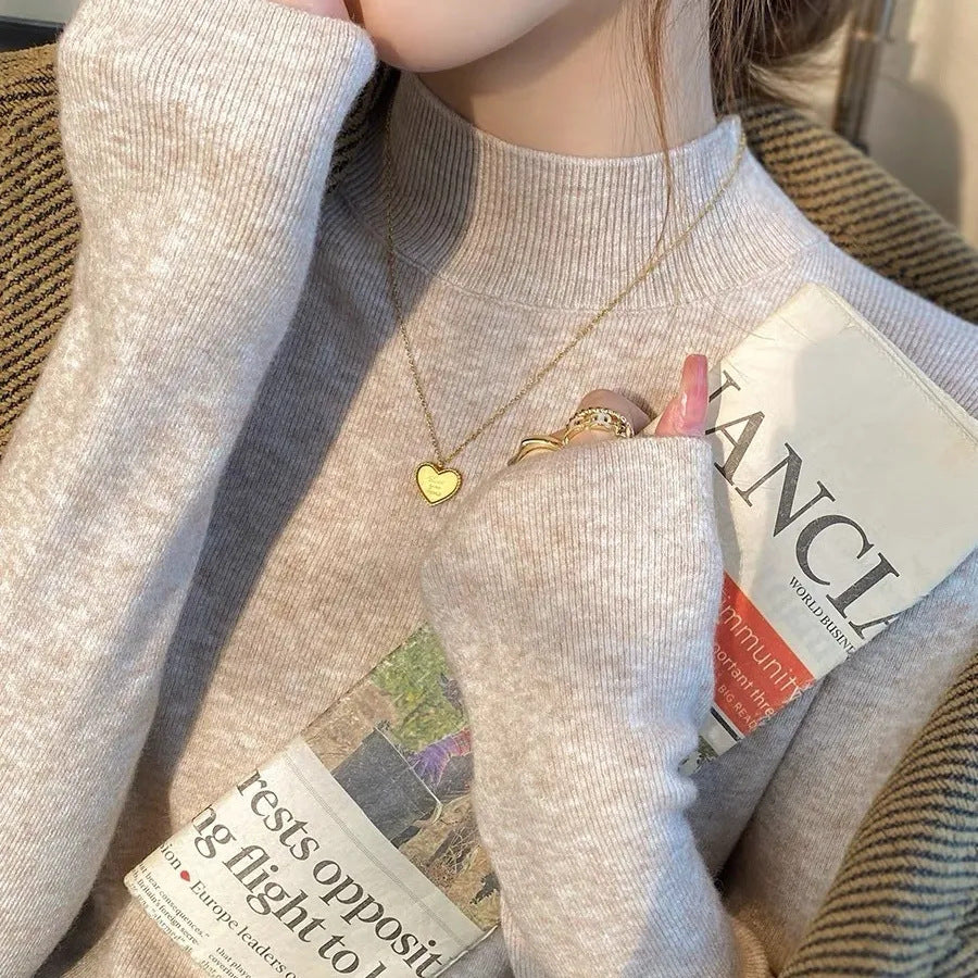 Women's Half Turtleneck Knitwear for Autumn and Winter Layering